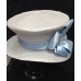 New Whittall And Shon Light blue Hat Blue Ribbon Pearls Derby Church Adjustable  eb-37122385
